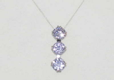 925 STERLING 3 CZ DROP PENDANT.