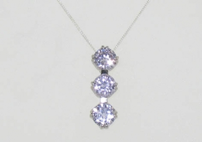 925 STERLING 3 CZ DROP PENDANT.