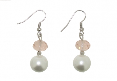 CRYSTAL BEAD AND FAUX PEARL EARRINGS.