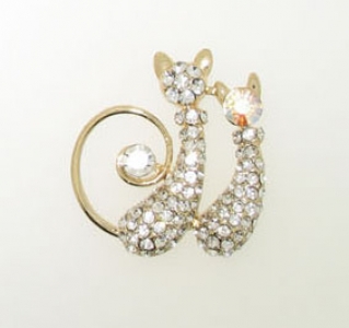 TWO CATS BROOCH