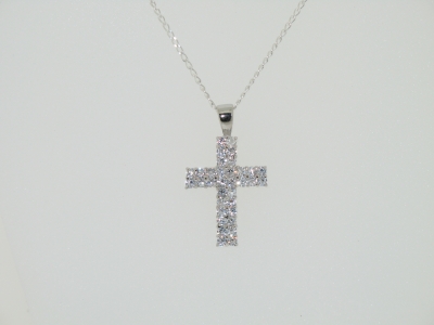 925 STERLING SILVER CZ CROSS PENDANT.