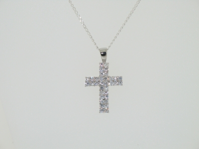 925 STERLING SILVER CZ CROSS PENDANT.