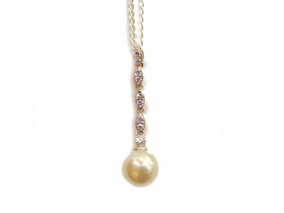 925 PEARL AND CZ DROP PENDANT.