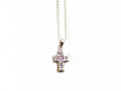 925 CZ CROSS PENDANT AND CHAIN.