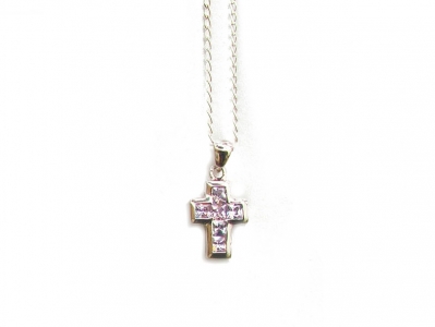 925 CZ CROSS PENDANT AND CHAIN.