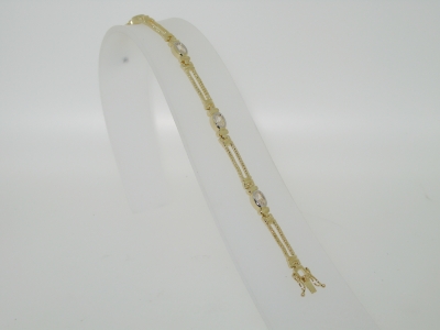 TWO-TONE CUBIC ZIRCONIA BRACELET.