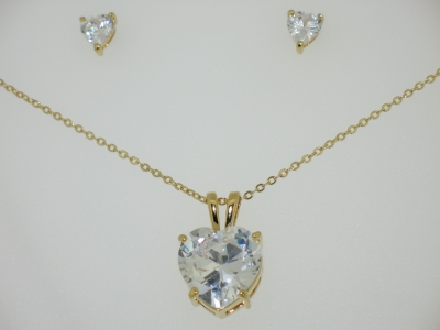 LARGE CZ HEART + ERS SET