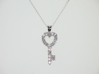 925 CZ KEY PENDANT.