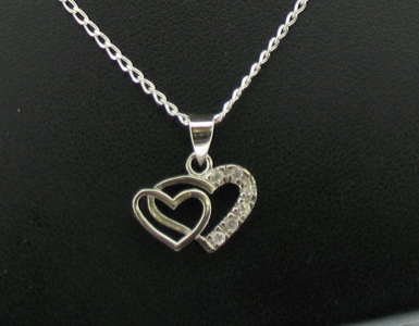 925 DOUBLE HEART PENDANT + CHAIN